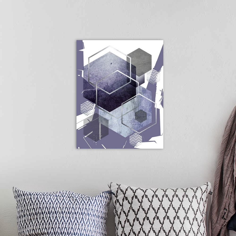 A bohemian room featuring Abstract Geo Ultra Violet 1