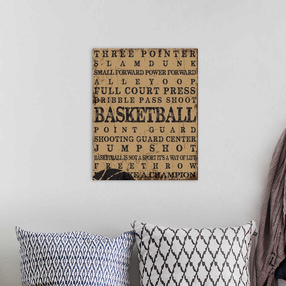 A bohemian room featuring Basketball Typography