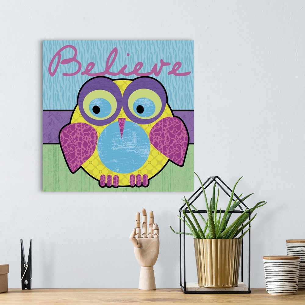 A bohemian room featuring Believe Owl