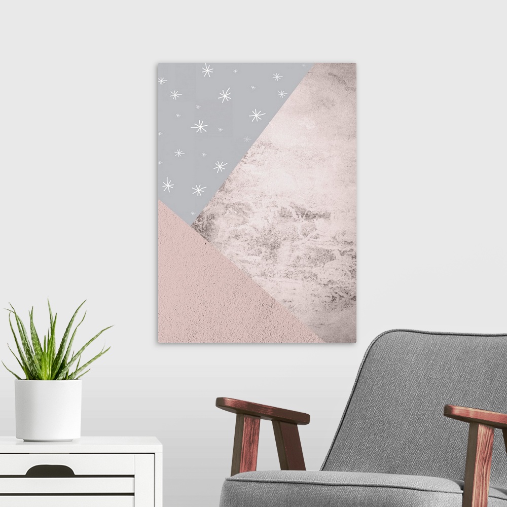 A modern room featuring Blush Pink Grey Mountains 3