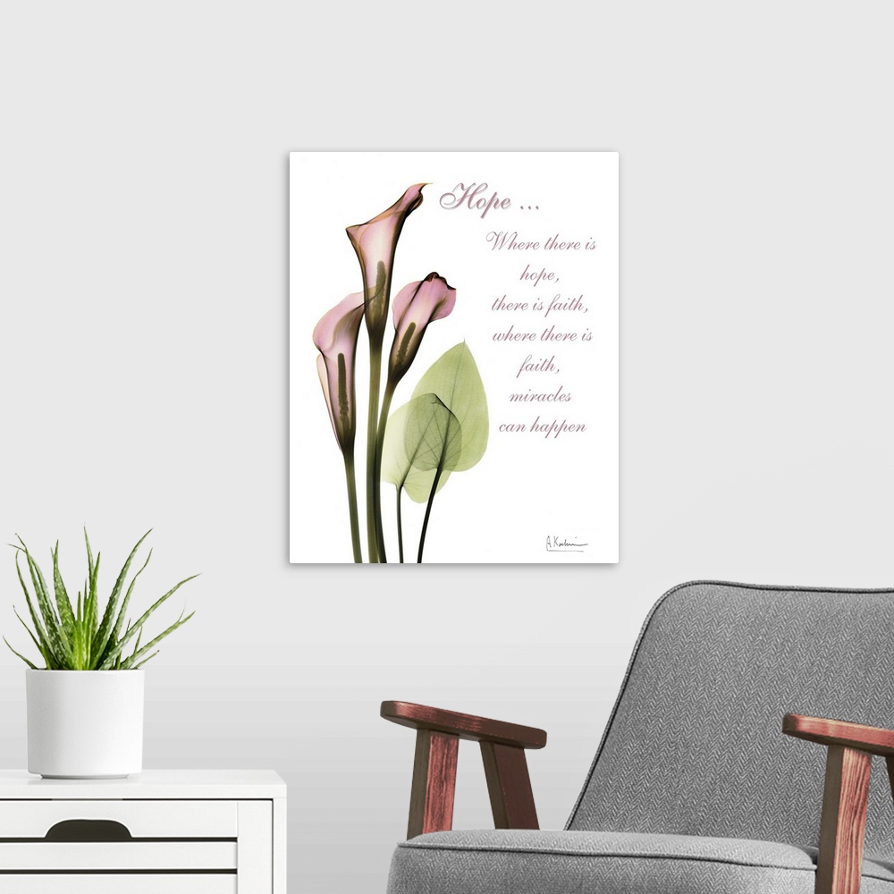 A modern room featuring Calla Lily x-ray photography