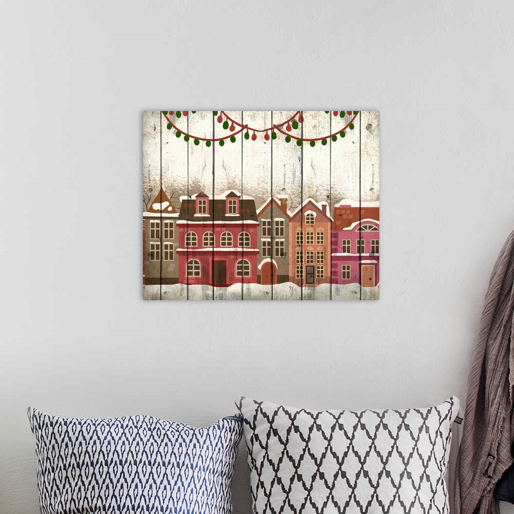 A bohemian room featuring Christmas Village