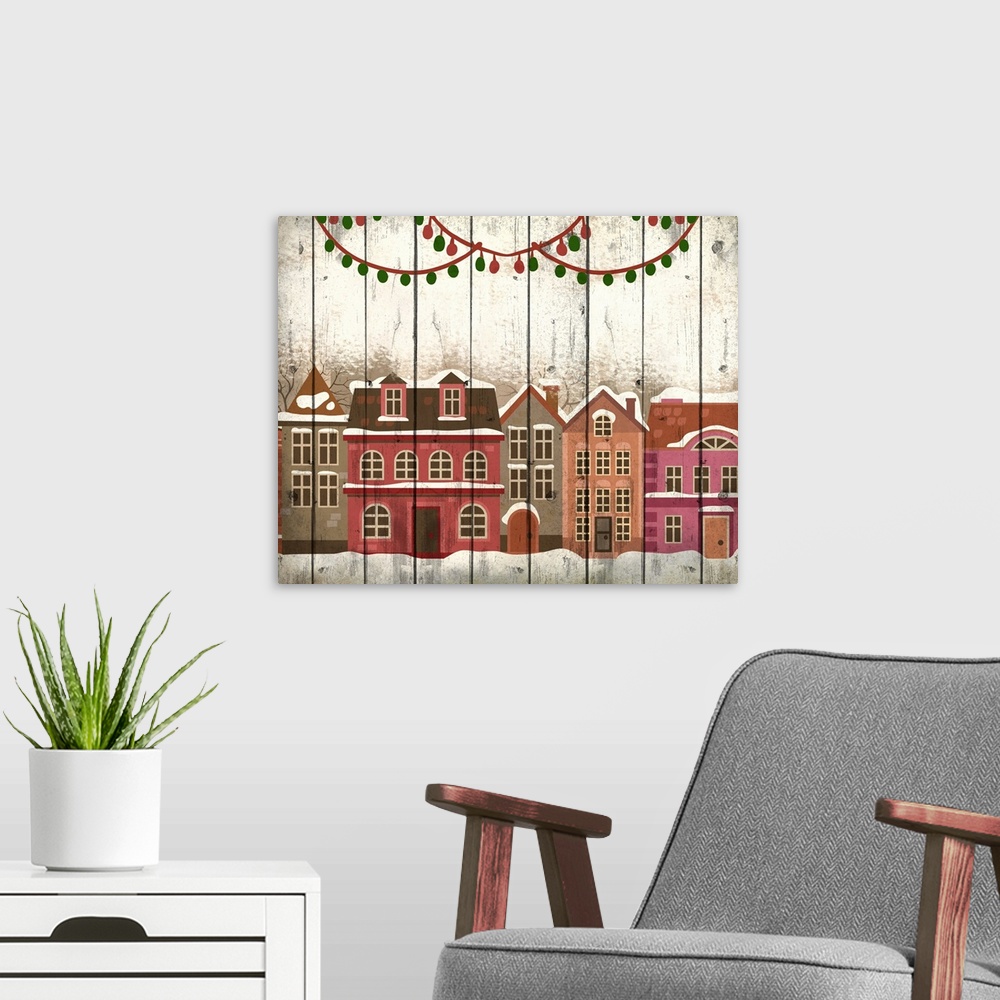 A modern room featuring Christmas Village