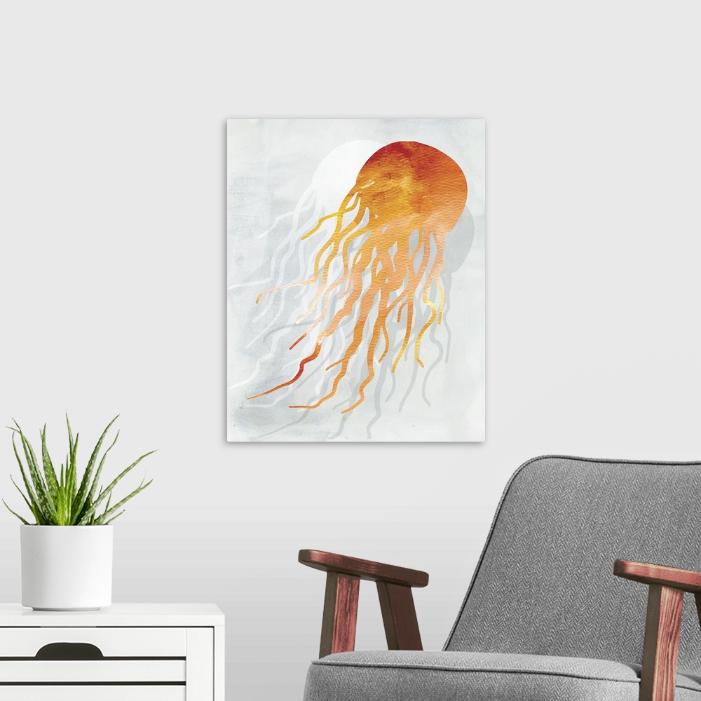 A modern room featuring Coastal Brights III - Jellyfish