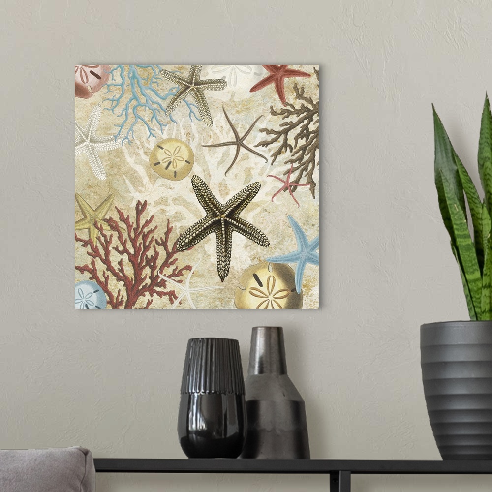 A modern room featuring Coral Menagerie I