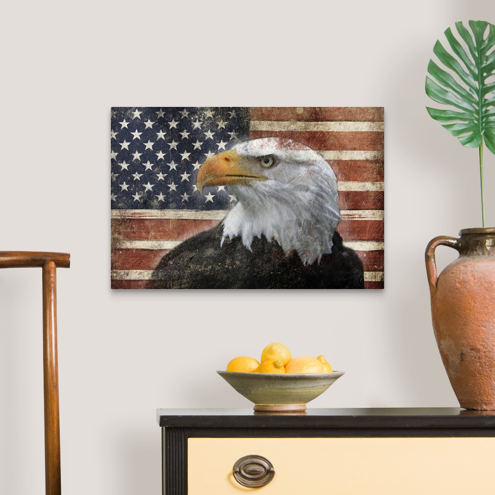A traditional room featuring Eagle and flag