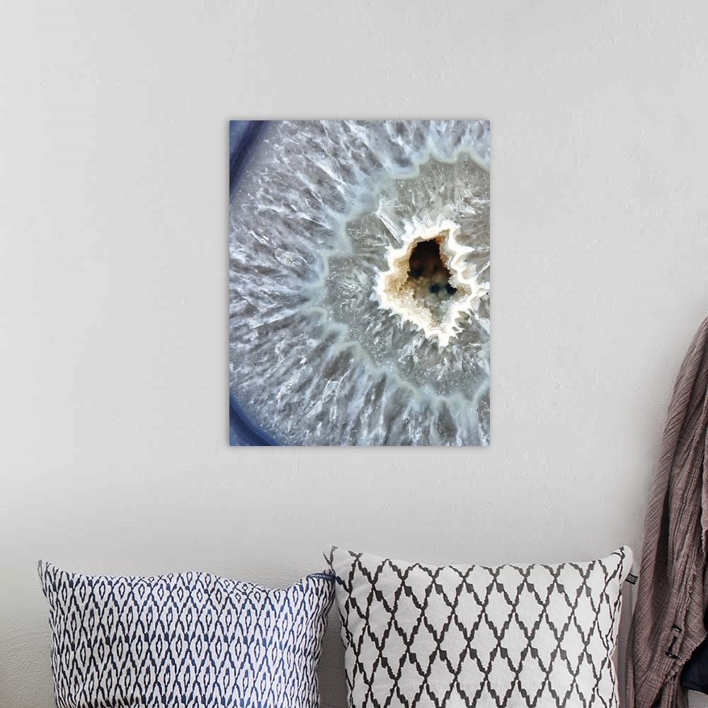 A bohemian room featuring Close up photo of a polished mineral, showing the natural patterns of the stone.