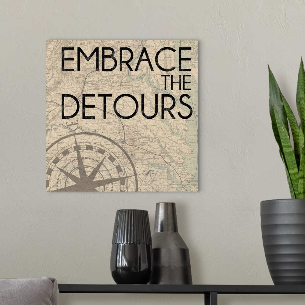 A modern room featuring Embrace the Detours