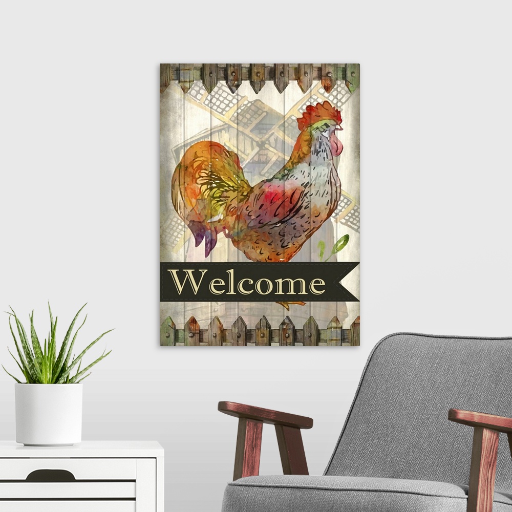 A modern room featuring Fall Rooster