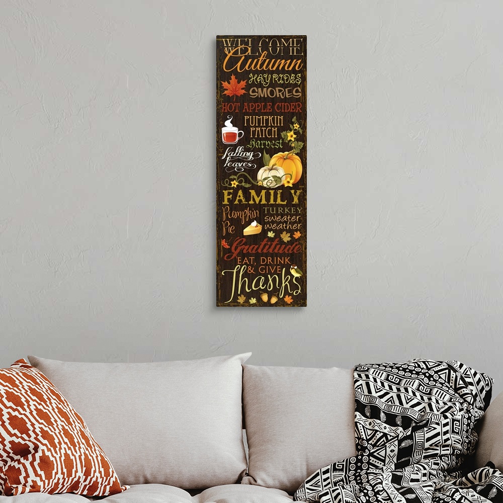 A bohemian room featuring Fall Typography I - Brown