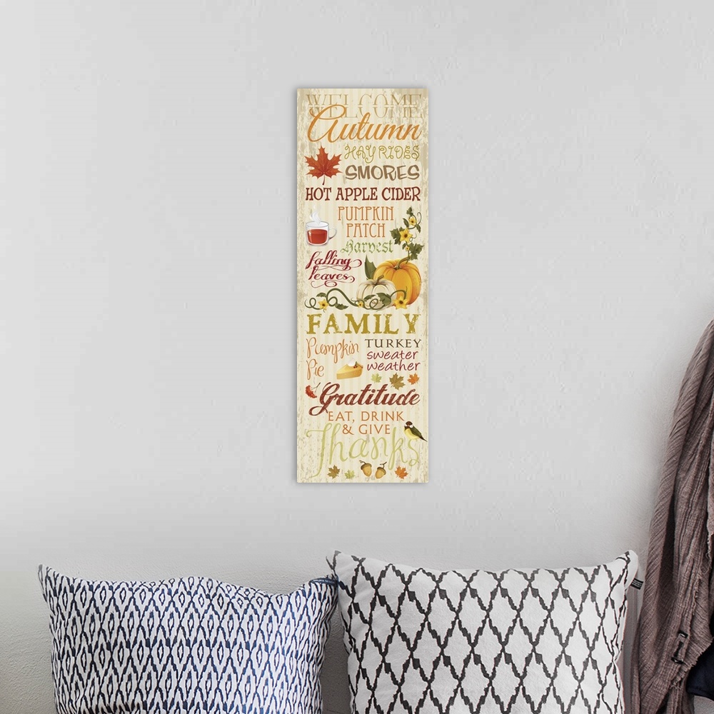 A bohemian room featuring Fall Typography I - Cream