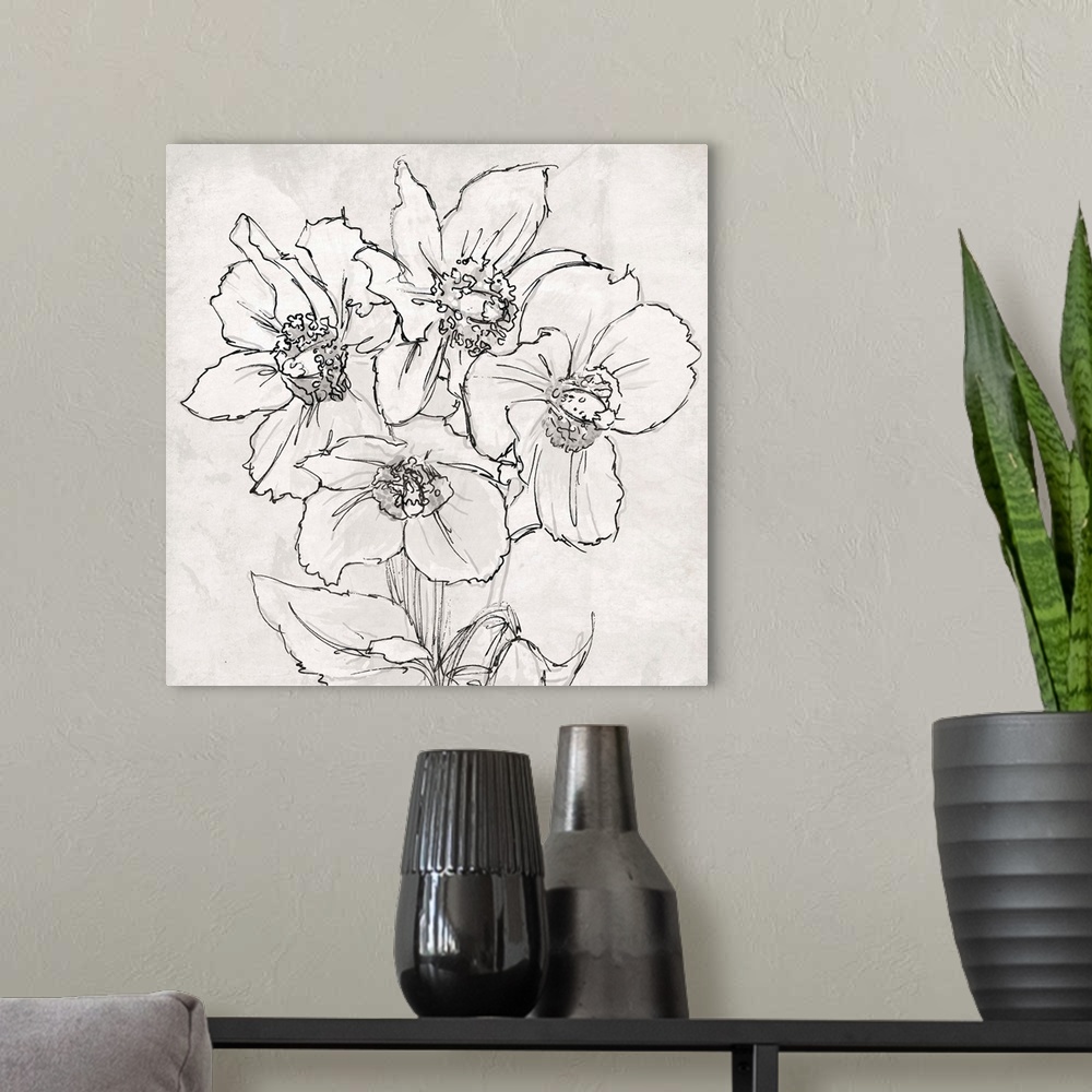 A modern room featuring Floral Sketch