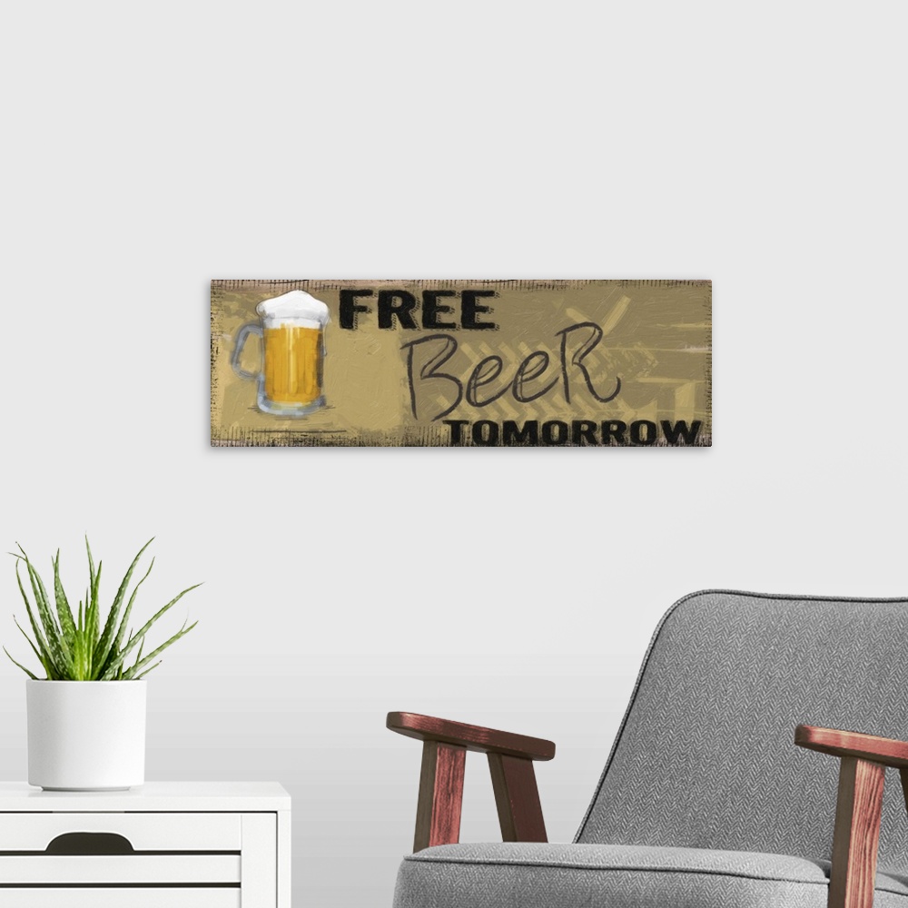 A modern room featuring Free Beer