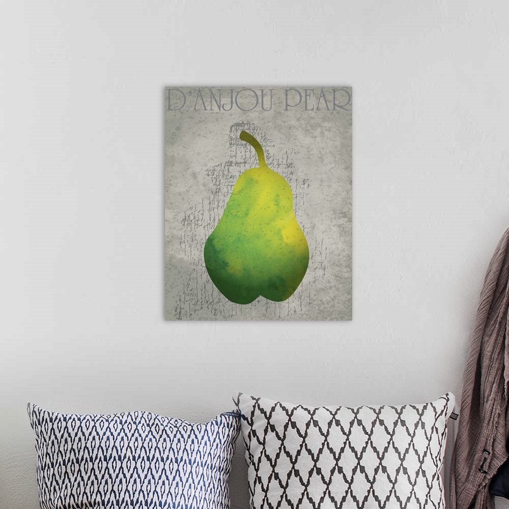 A bohemian room featuring Fruit Watercolor - D'Anjou Pear