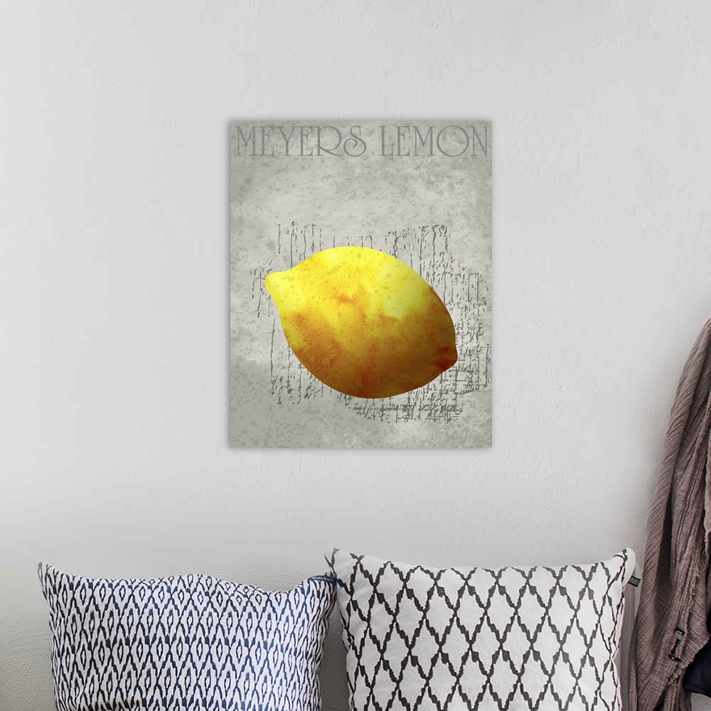 A bohemian room featuring Fruit Watercolor - Meyers Lemon