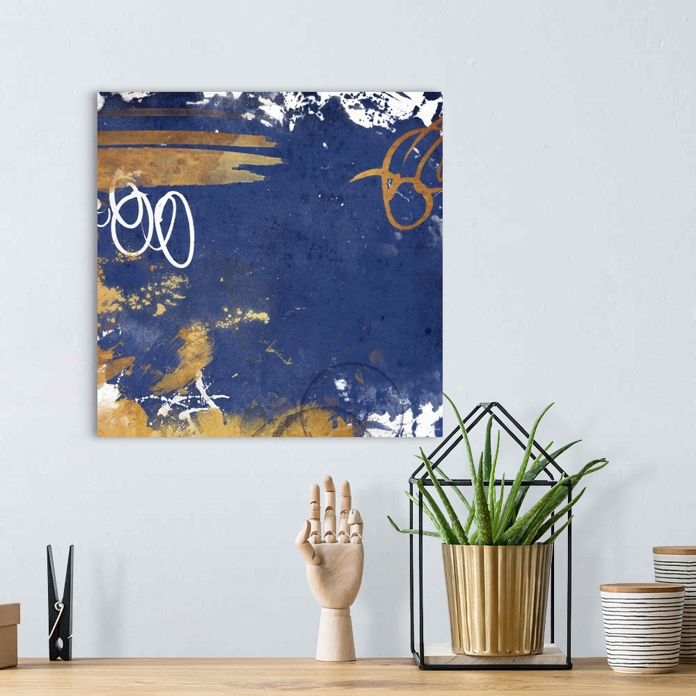 A bohemian room featuring Golden Blue Square I