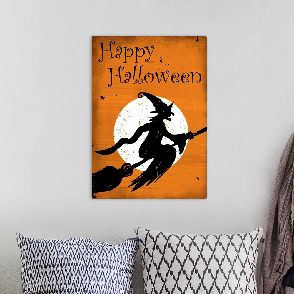 A bohemian room featuring Happy Halloween Witch