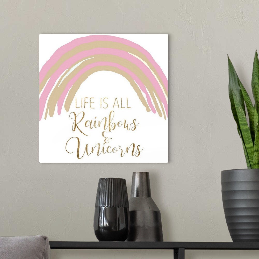 A modern room featuring Life is all Unicorns 2