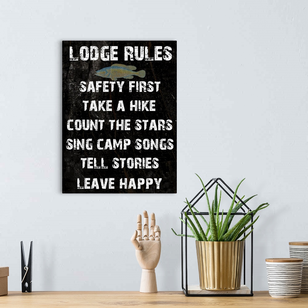 A bohemian room featuring Lodge Rules