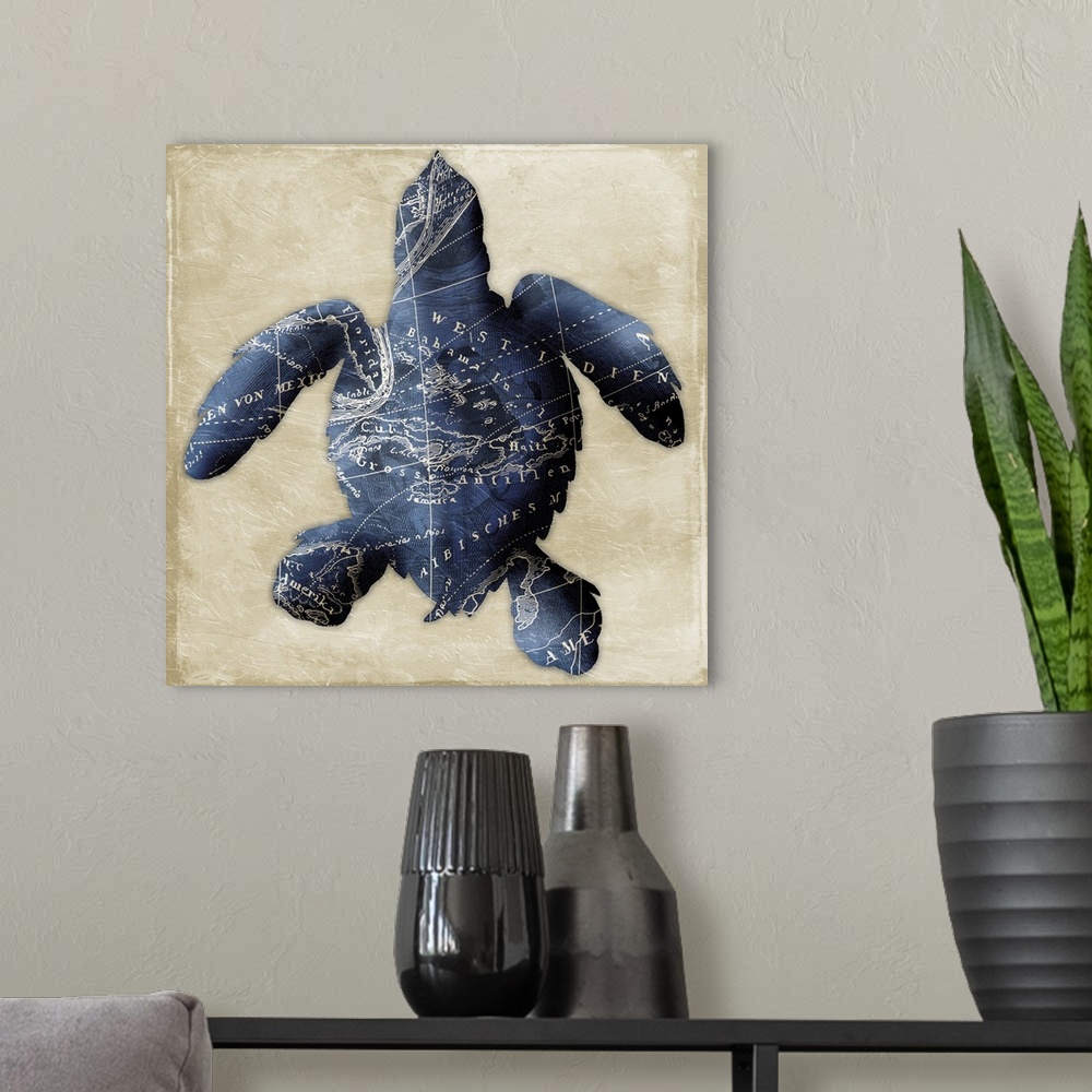 A modern room featuring Map Turtle, Indigo