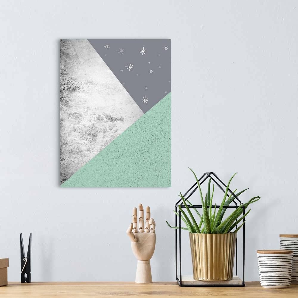 A bohemian room featuring Mint Green Mountains 1