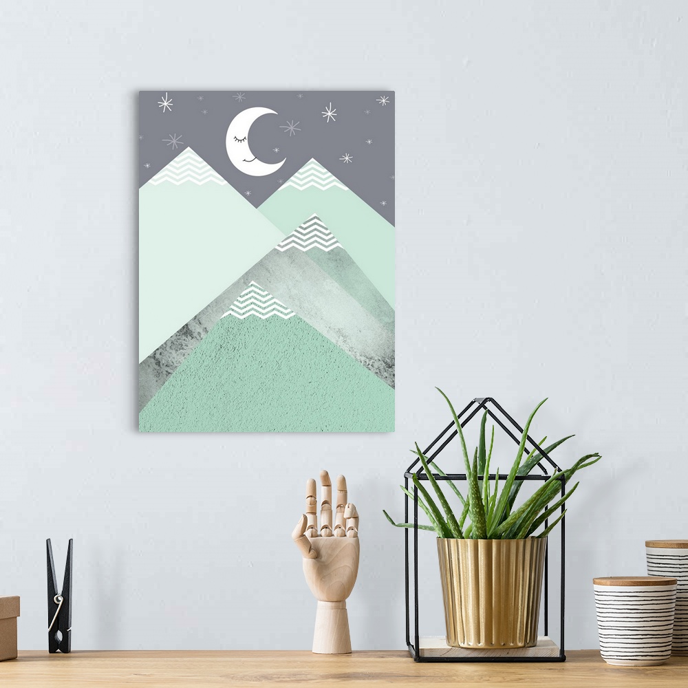 A bohemian room featuring Mint Green Mountains 2
