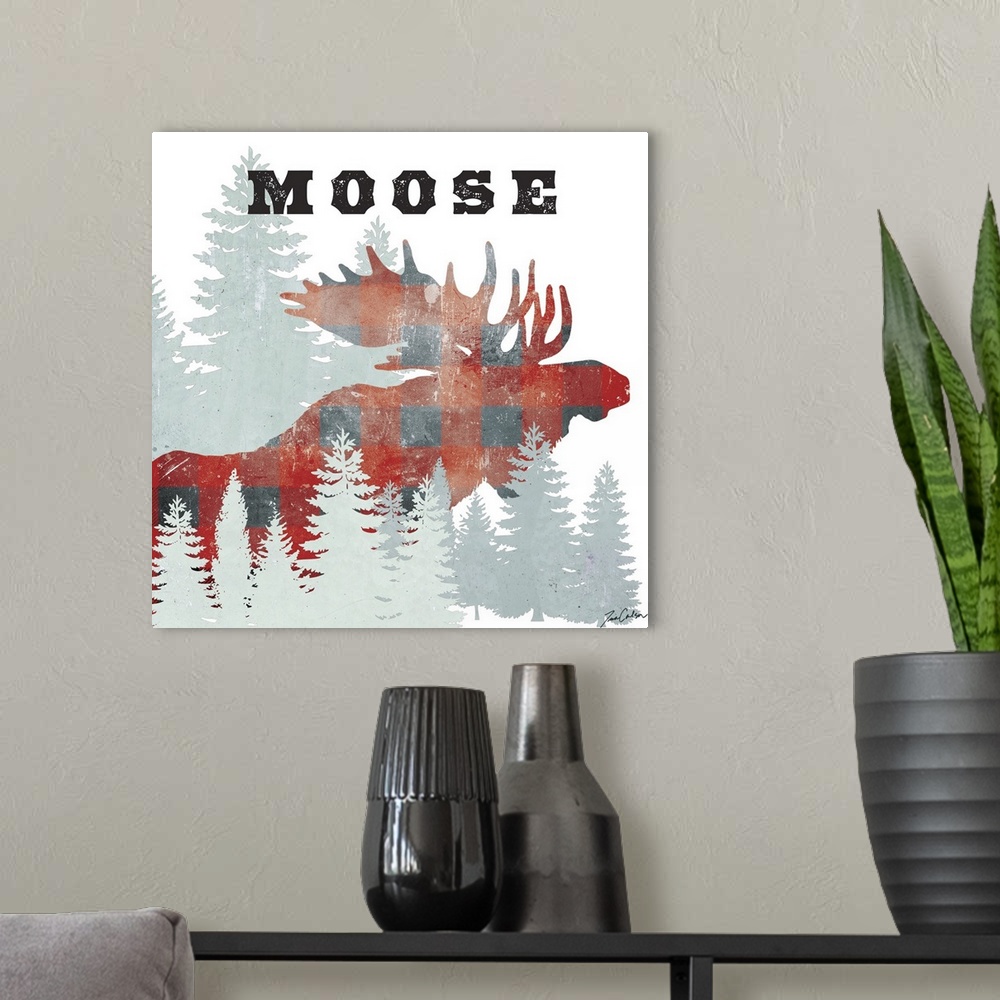 A modern room featuring Moose Plaid
