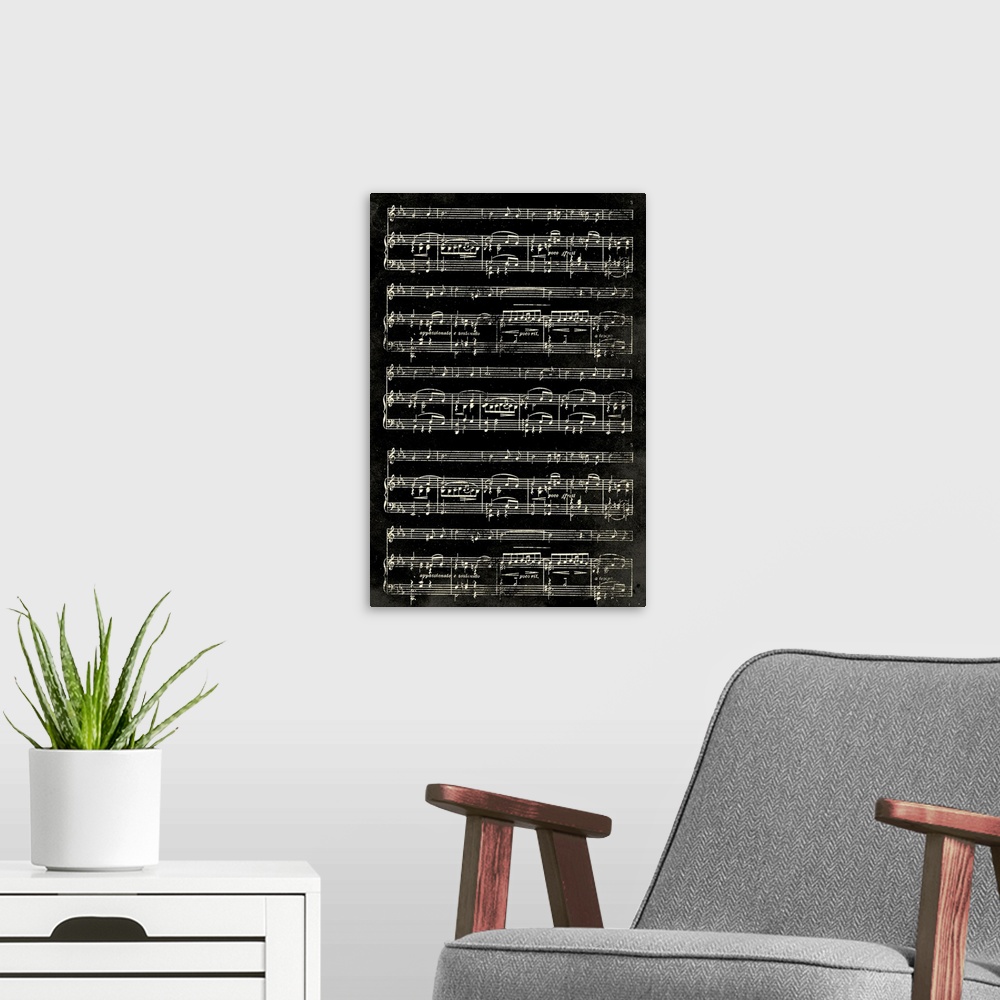 A modern room featuring Music Sheet black