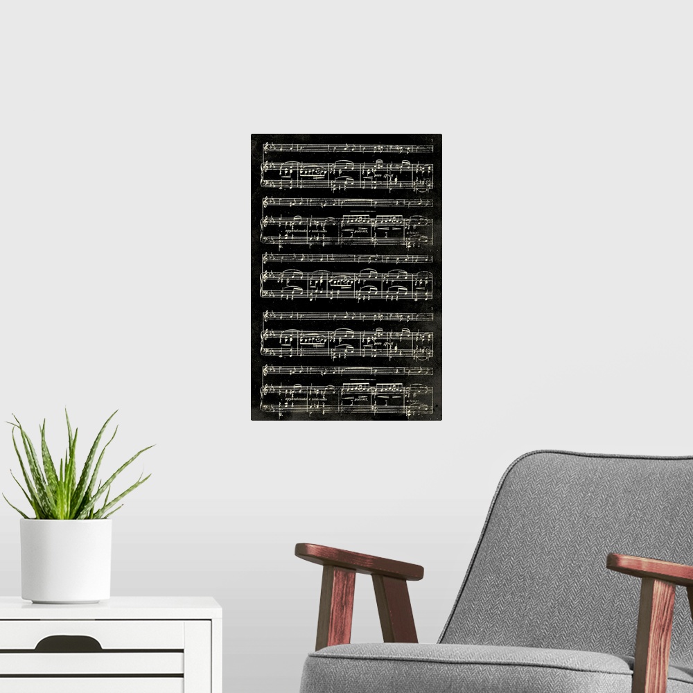 A modern room featuring Music Sheet black