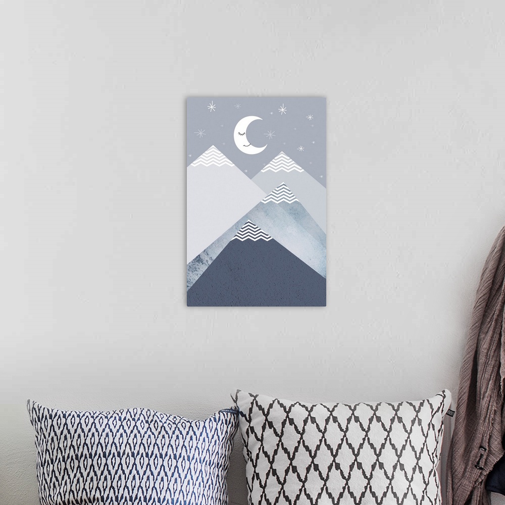 A bohemian room featuring Navy Mountains 2