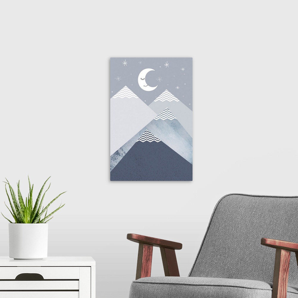 A modern room featuring Navy Mountains 2