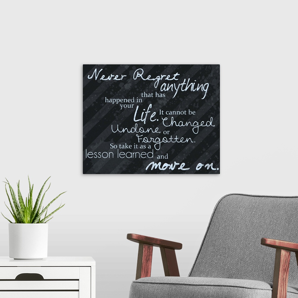 A modern room featuring Typography on chalkboard background.