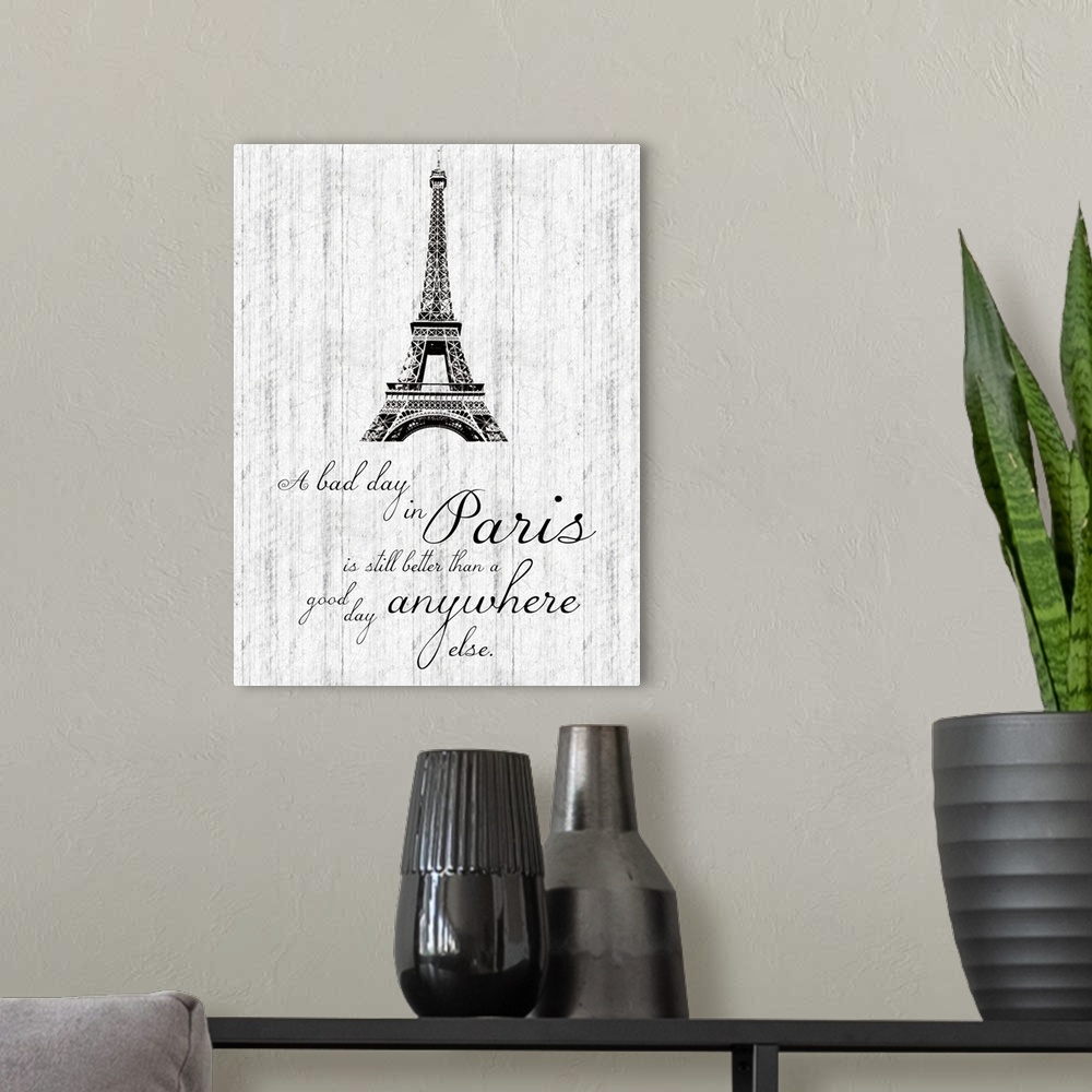 A modern room featuring Paris Quote I