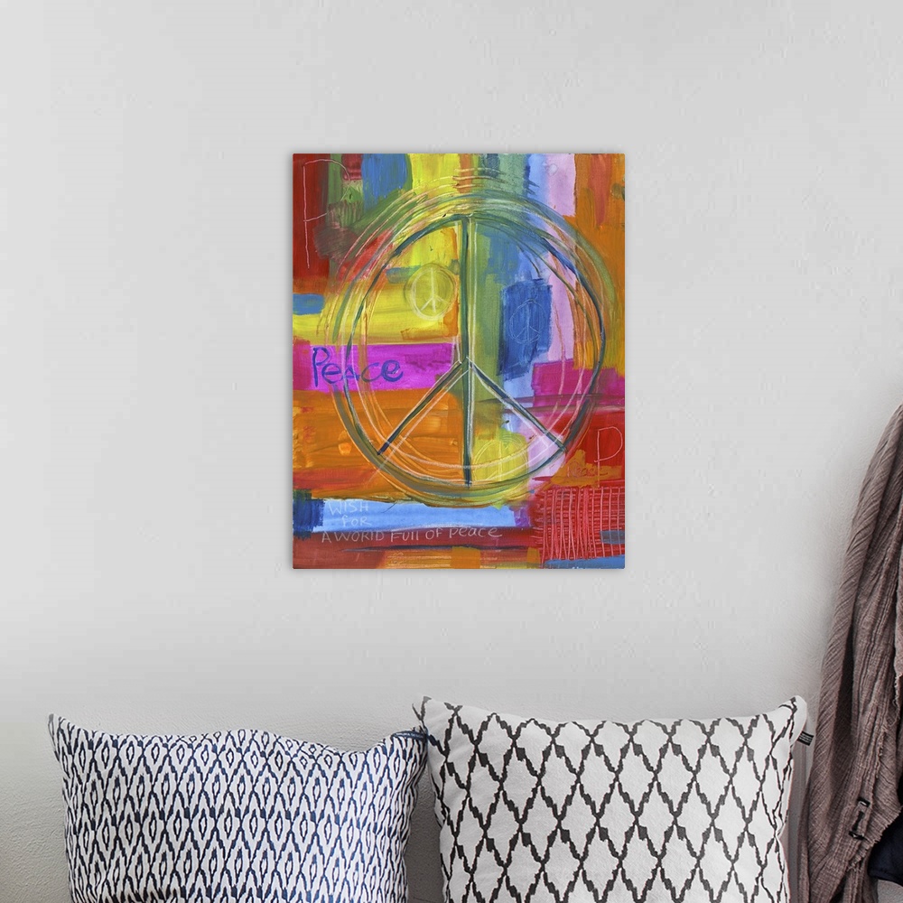 A bohemian room featuring Peace Abstract