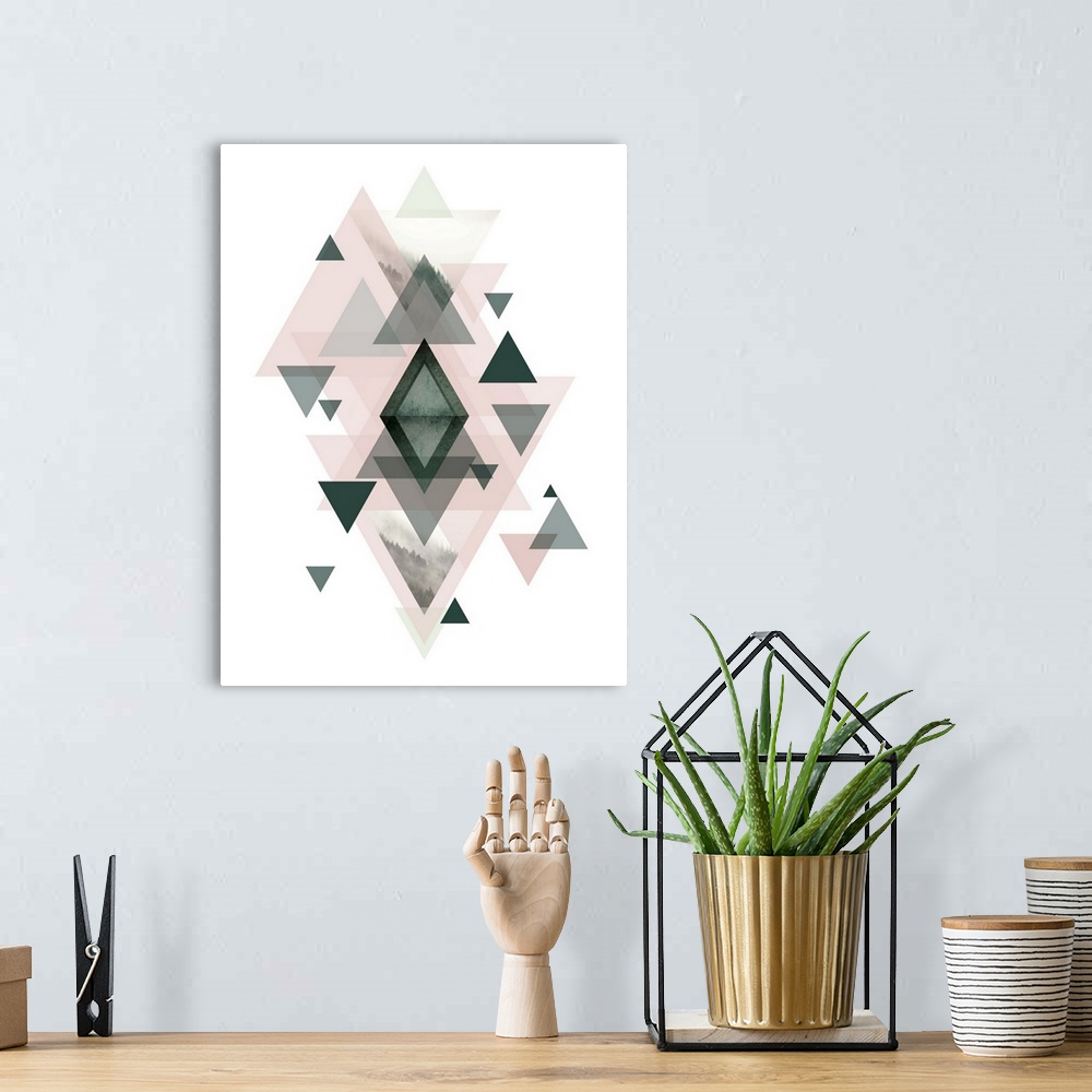 A bohemian room featuring Pink Green Geometric 1