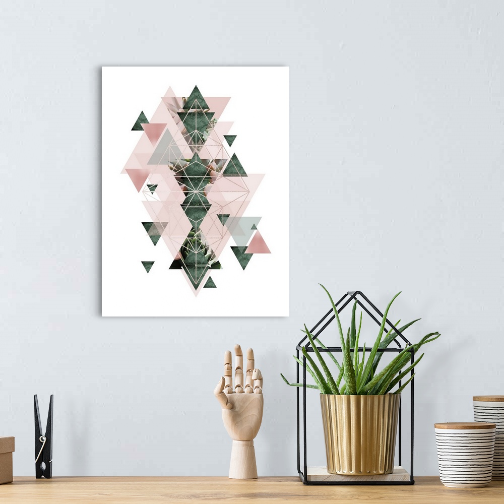 A bohemian room featuring Pink Green Geometric 2