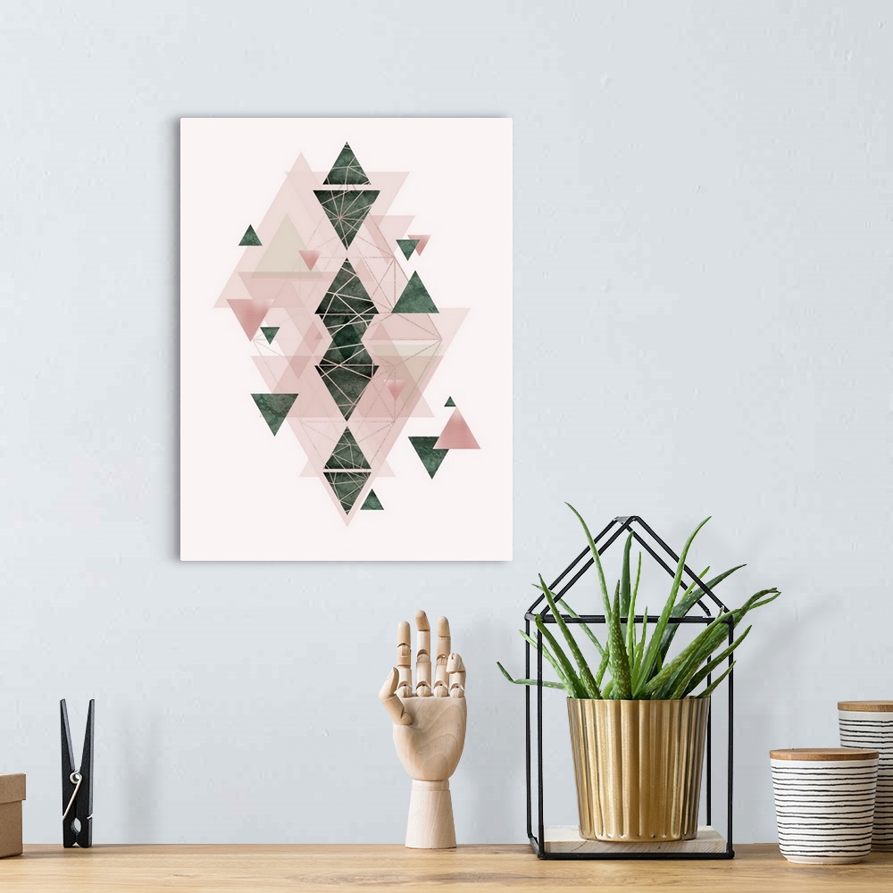 A bohemian room featuring Pink Green Geometric 3
