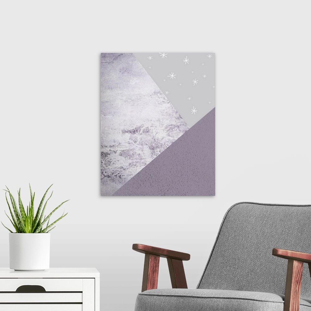 A modern room featuring Purple Mountains 1