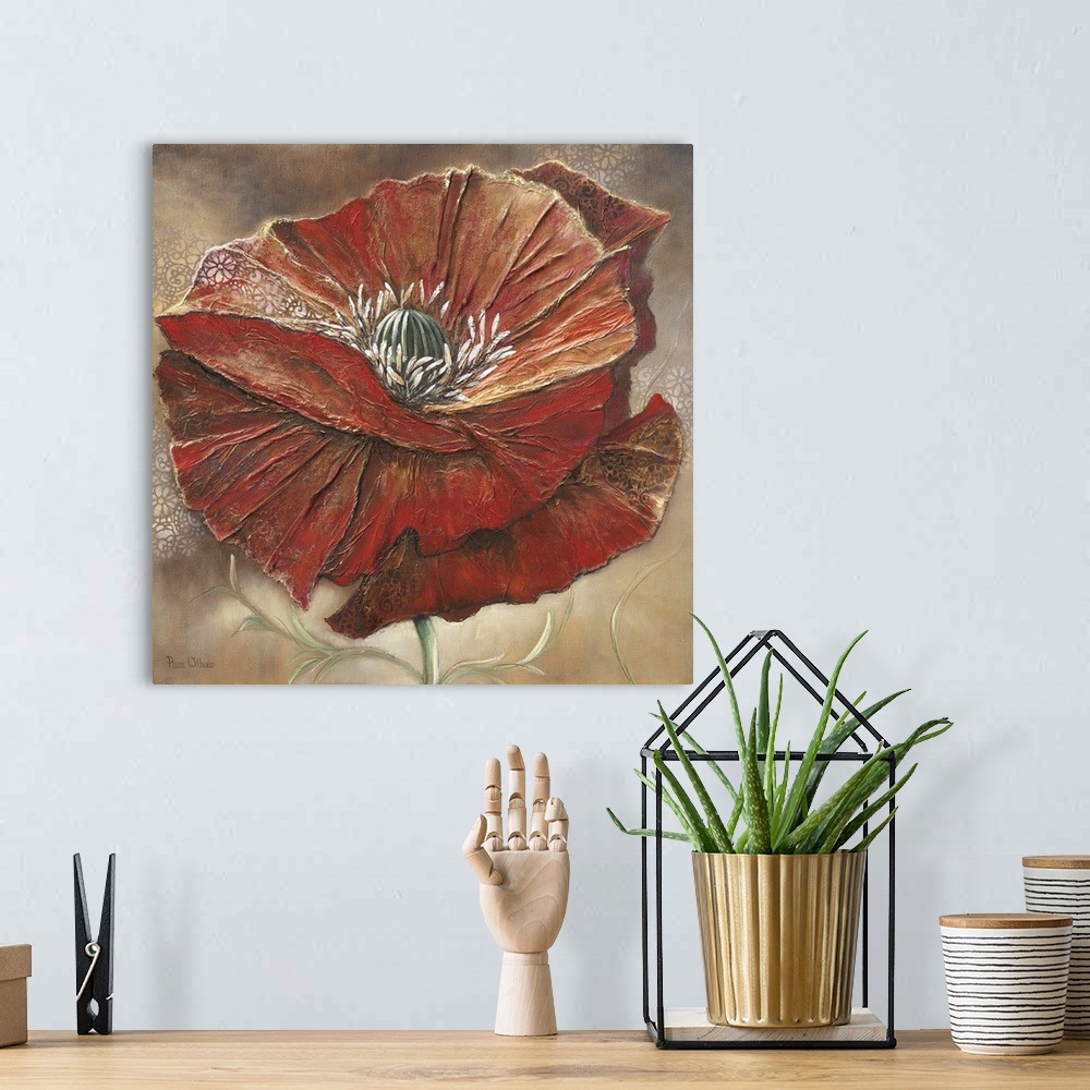A bohemian room featuring Red Flower I