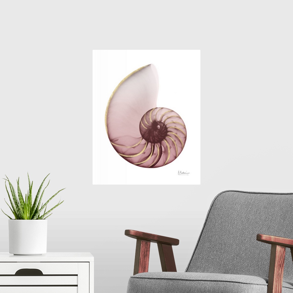 A modern room featuring Shimmering Blush Snail 1