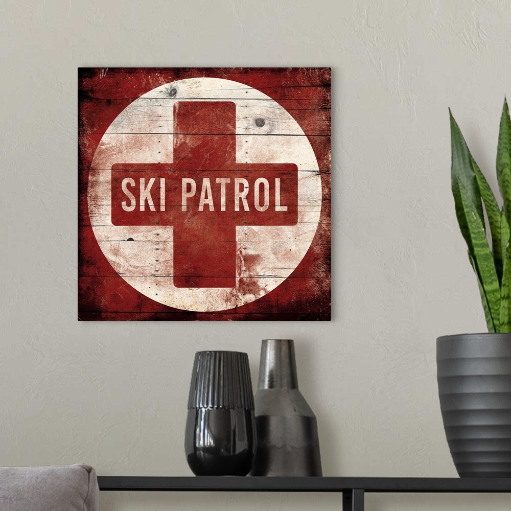 A modern room featuring Ski Patrol Cross