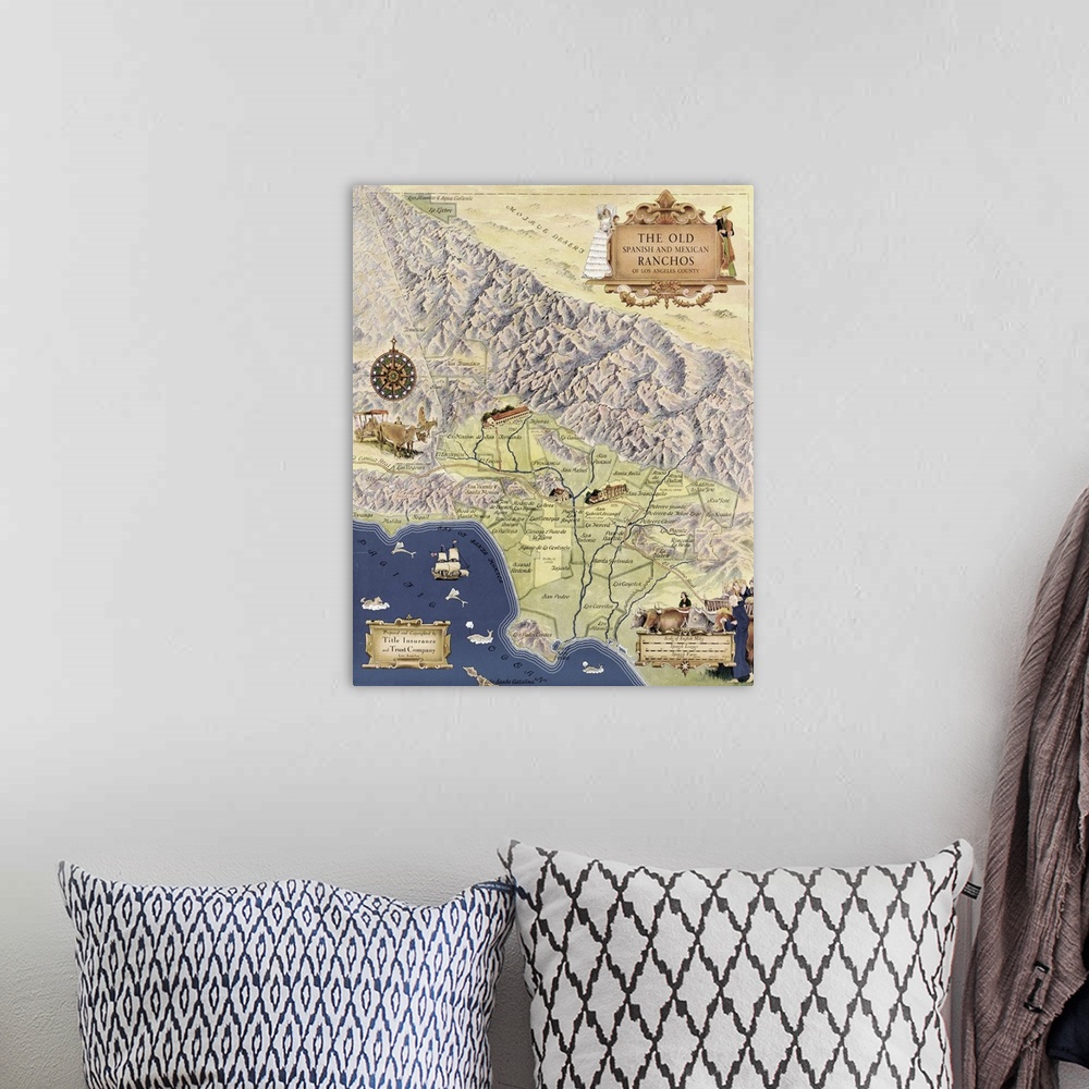 A bohemian room featuring Spanish Ranchos map