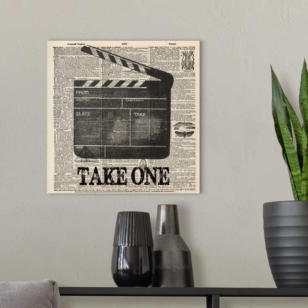 A modern room featuring Take One