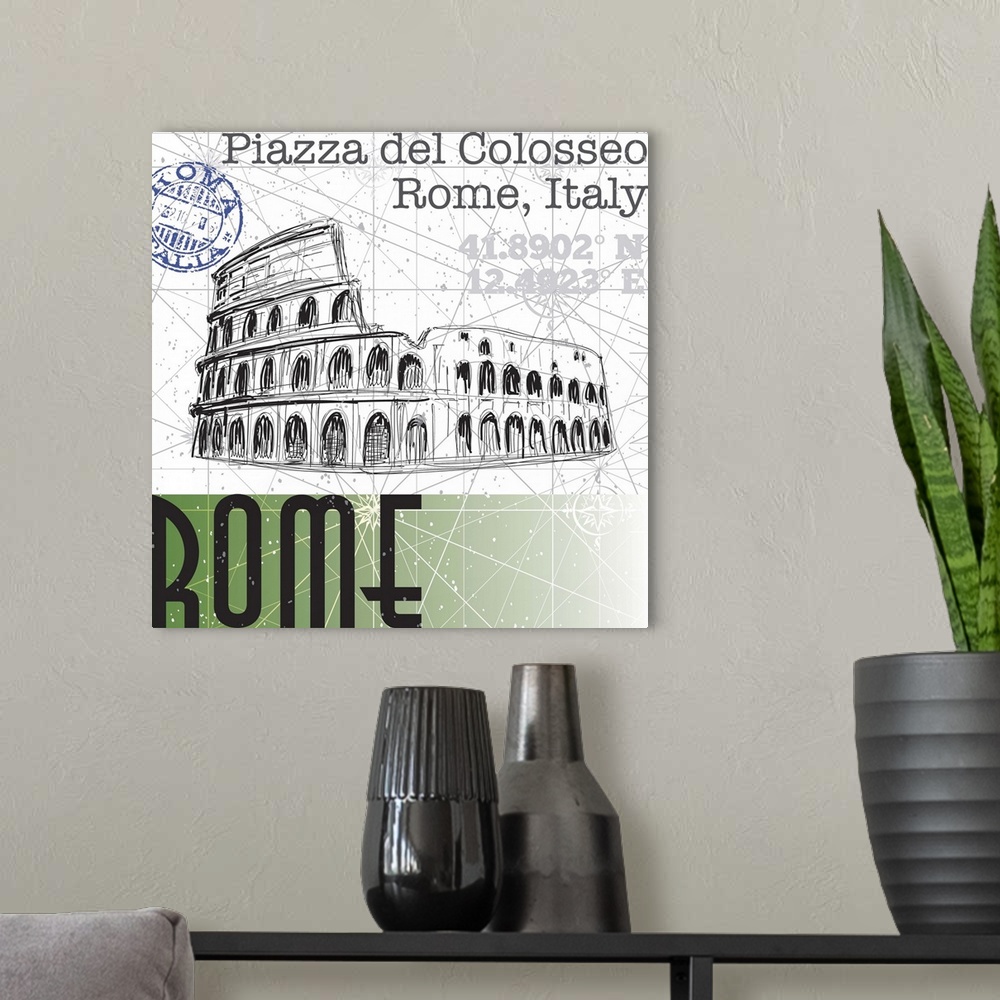 A modern room featuring Travel Rome