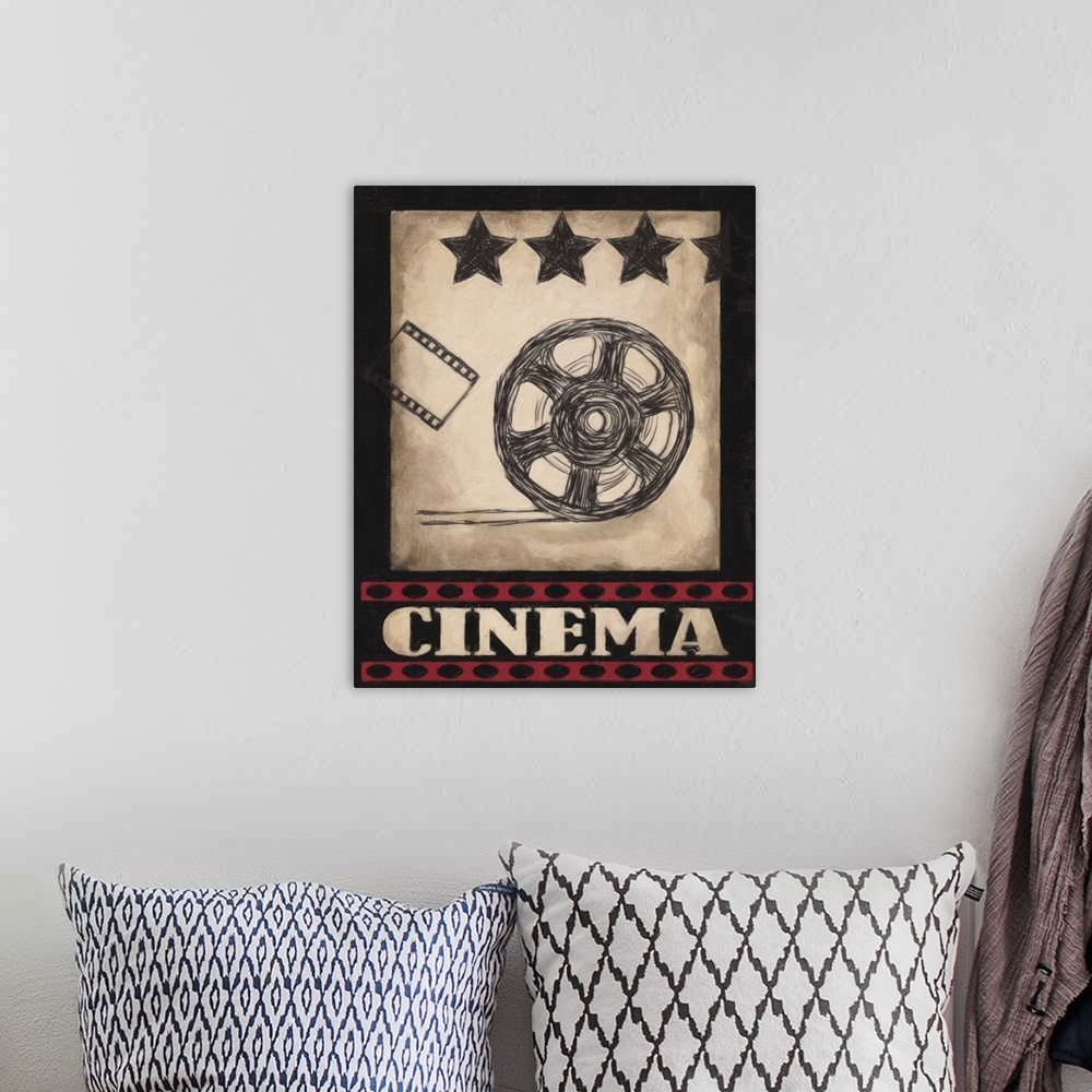 A bohemian room featuring Vintage Cinema
