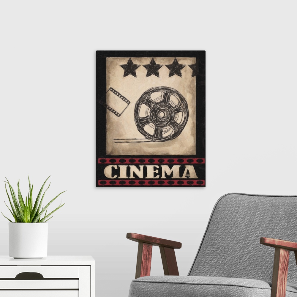 A modern room featuring Vintage Cinema