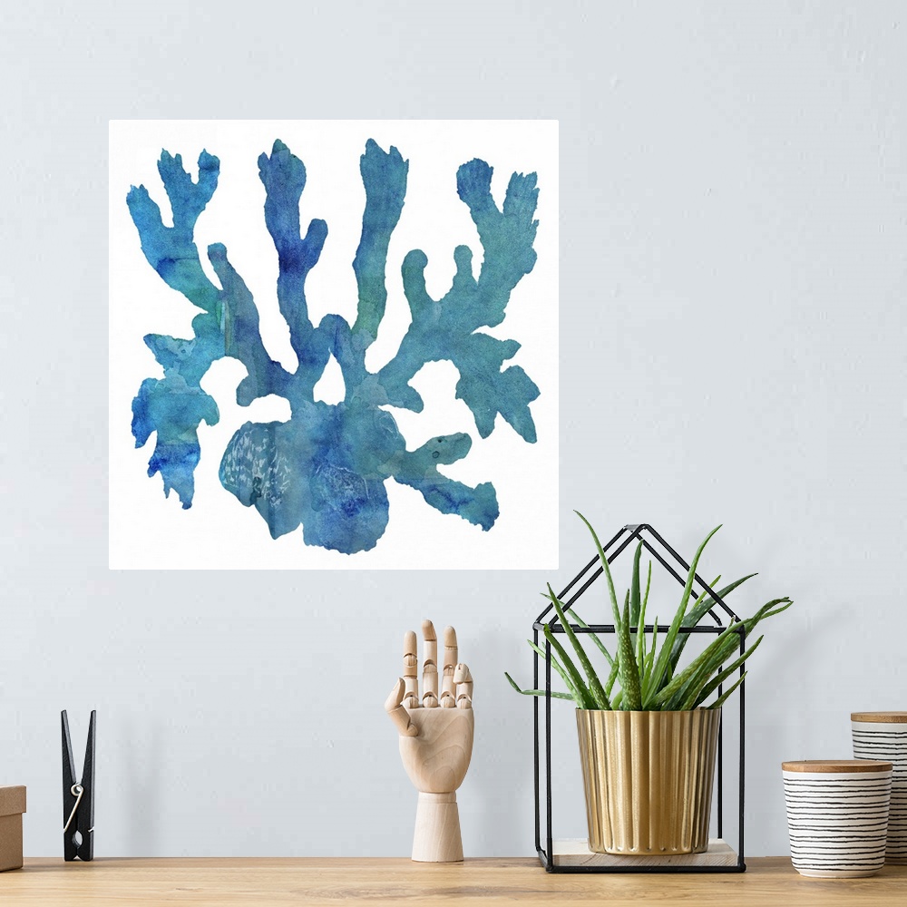 A bohemian room featuring Watercolor Ocean - Coral I