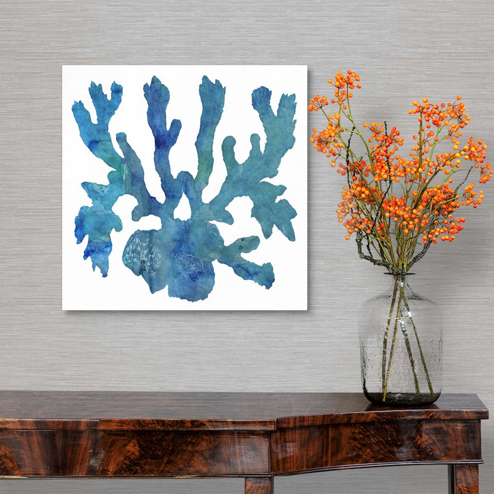 A traditional room featuring Watercolor Ocean - Coral I