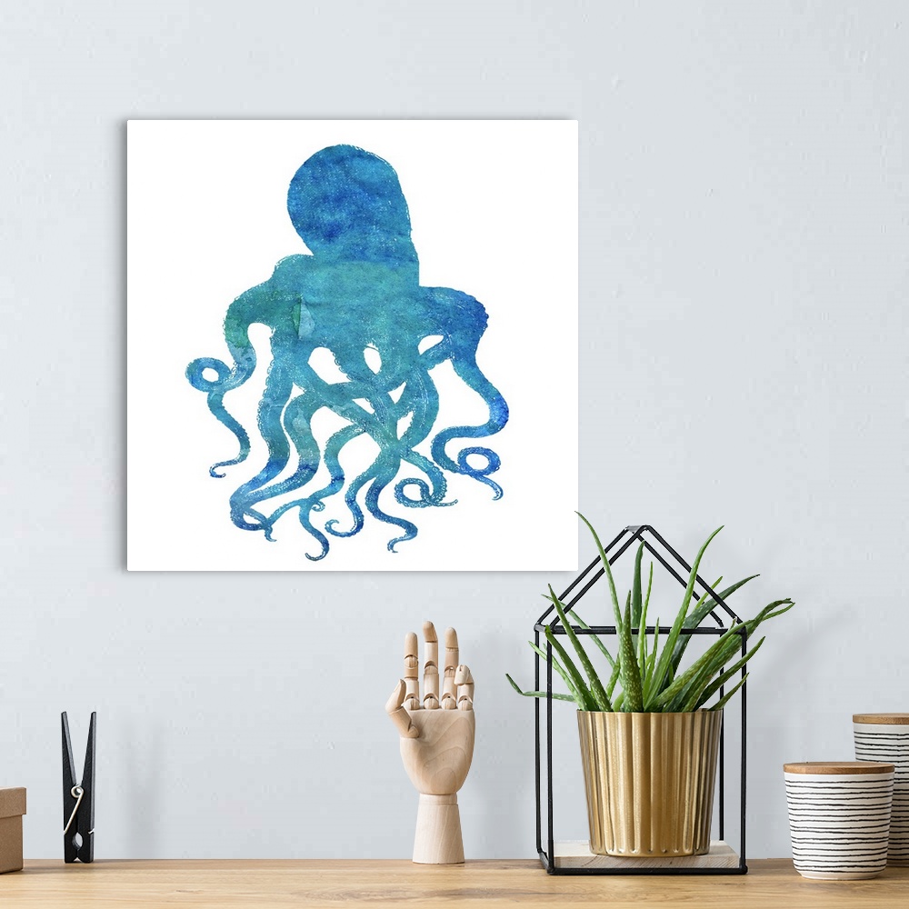 A bohemian room featuring Watercolor Ocean - Octopus II