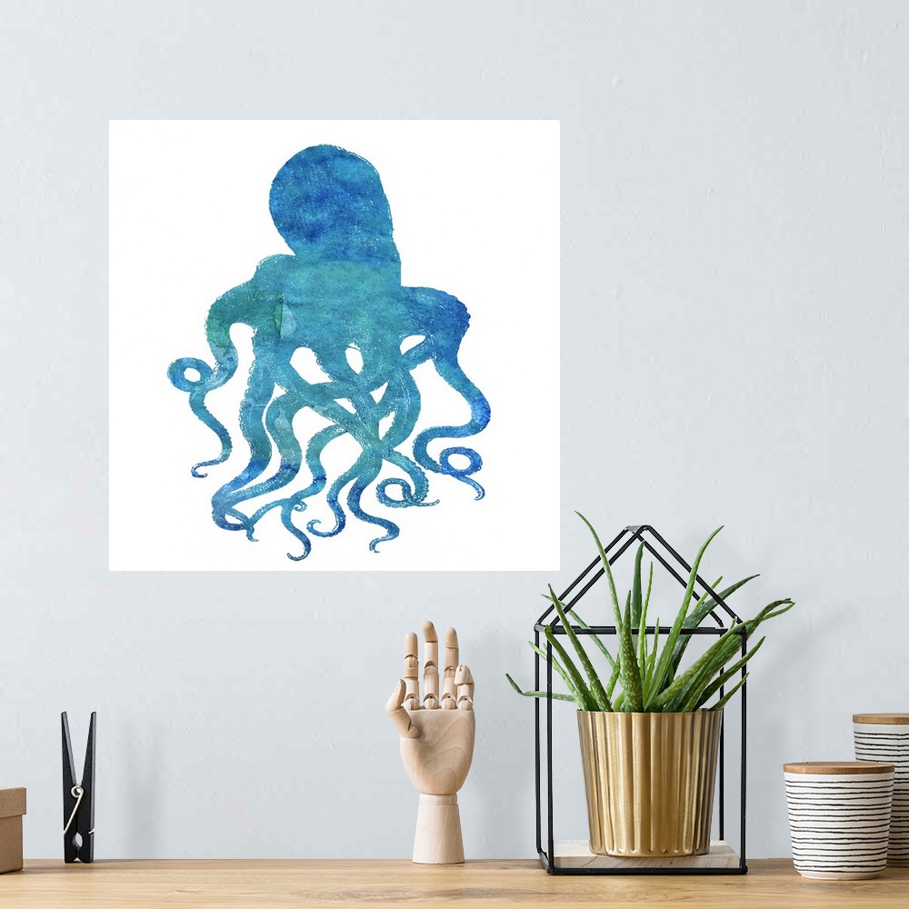 A bohemian room featuring Watercolor Ocean - Octopus II